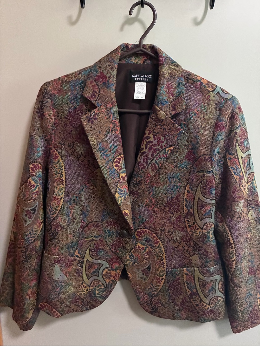 Soft Works Petite Multicolor Paisley Blazer Jacket